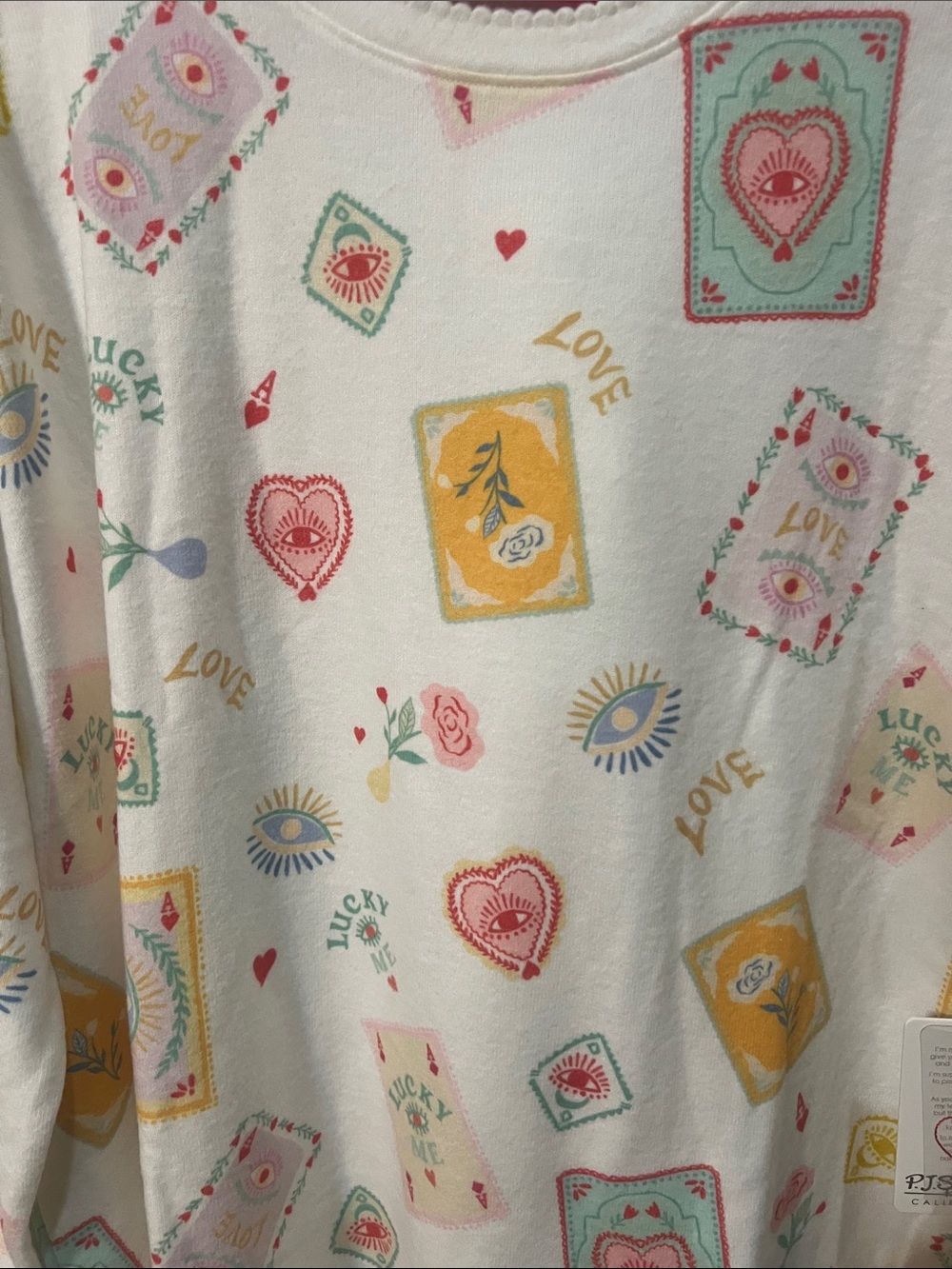 PJ Salvage White Pajama Set with Pink, Yellow & Mint Tarot Prints - Picture 4 of 10